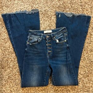 KanCan Dark Blue Distressed Flare Jeans